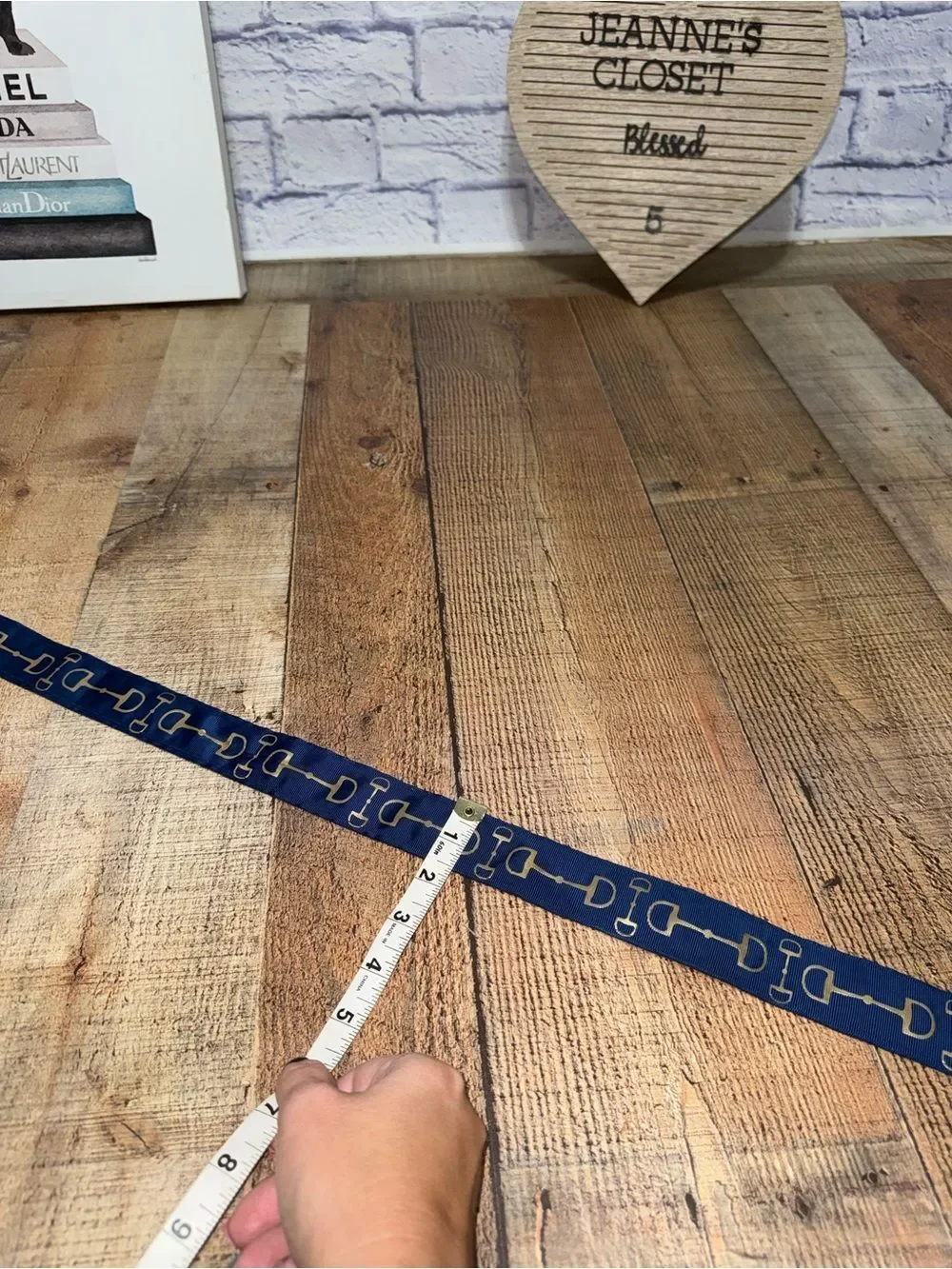 My fancy pony navy equestrian snaffle bit belt with gold foil accents